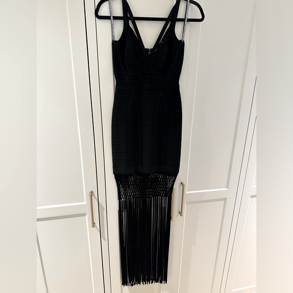 Herve Leger nadia lattice fringe bandage gown - Picture 2 of 9